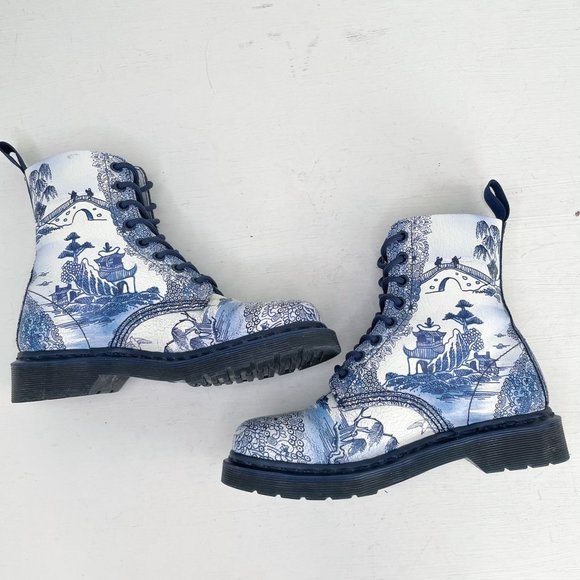 Dr. Martens 1460 Pascal Willow Cristal Blue & White Lace Up Boots Women's Size 6 - Picture 9 of 12